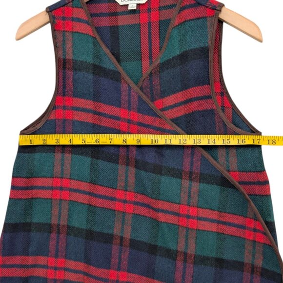 Davi & Dani Plaid Wrap Cardigan Womens Red Green Blue Open Front Sleeveless Sz S - Picture 9 of 14
